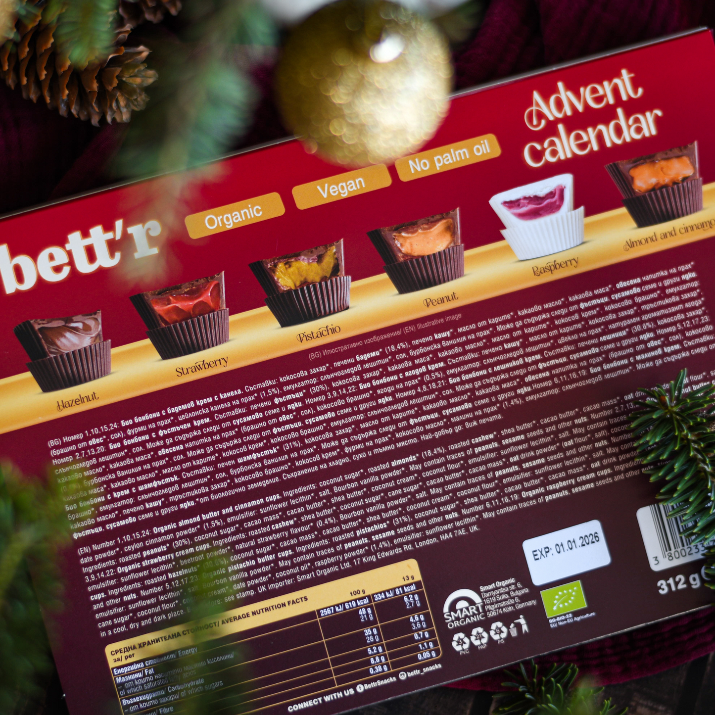 Bett'r advent calendar with nut butter cups